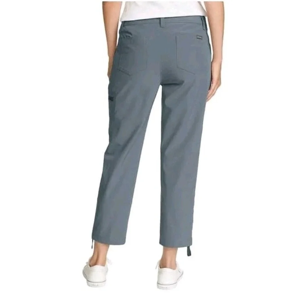 Eddie Bauer Womens Ripstop Crop Pant Capri Zip Pocket Gray Size 8